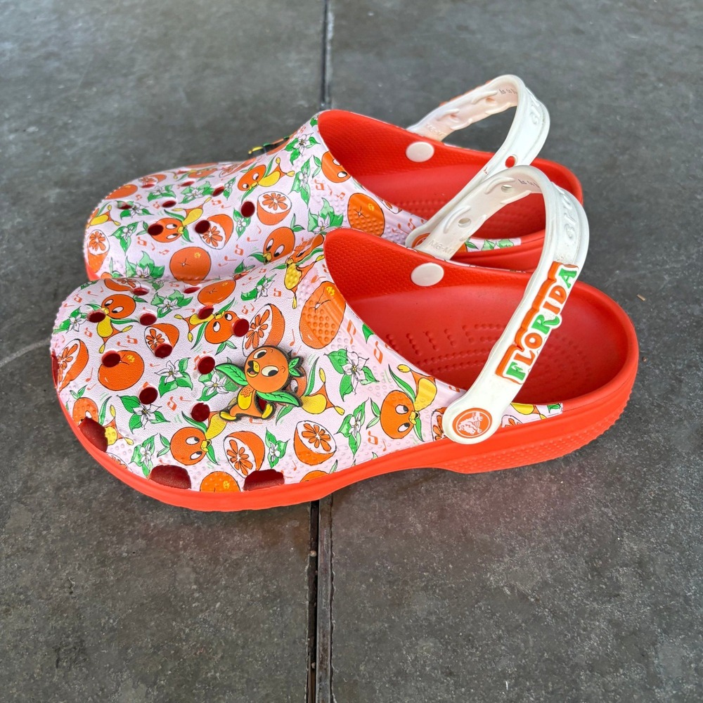 Crocs Disney 50th Anniversary Orange Bird Clogs M7 W9 White Orange Summer Travel - Picture 2 of 10
